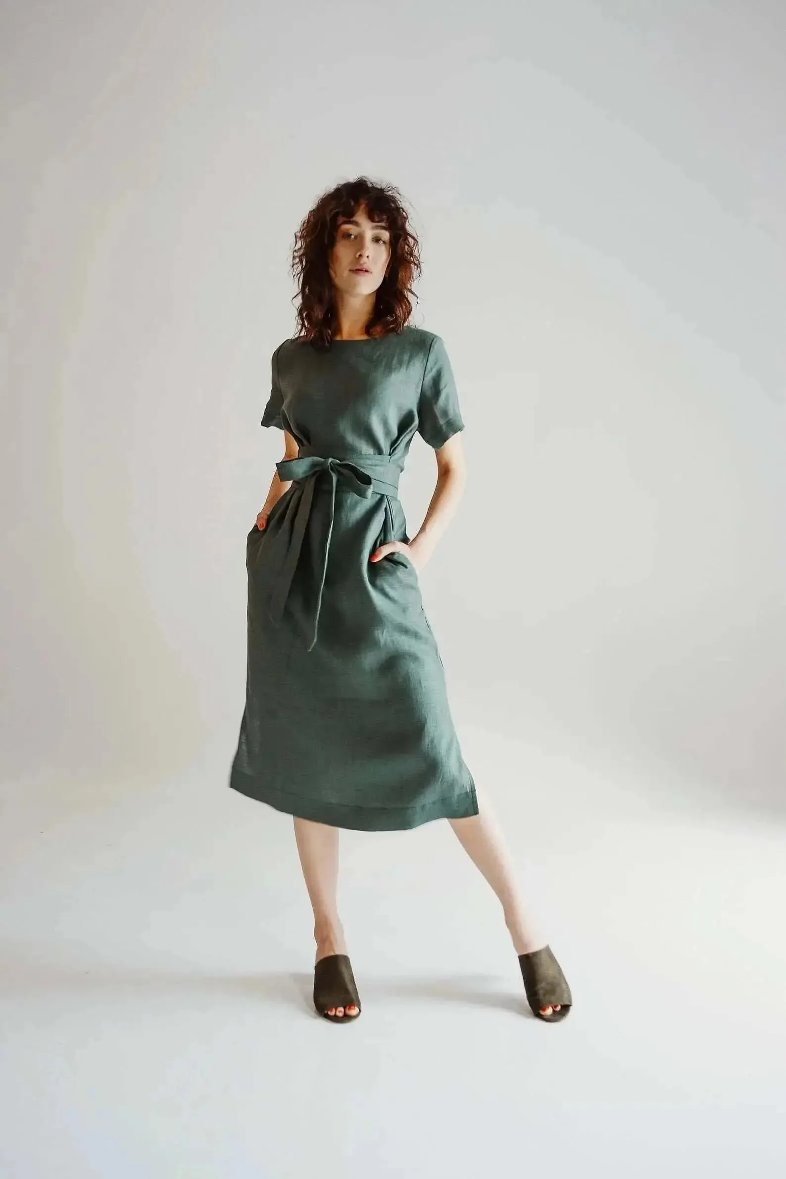 * SPECIAL SALE Belted Linen Dresses By Nich