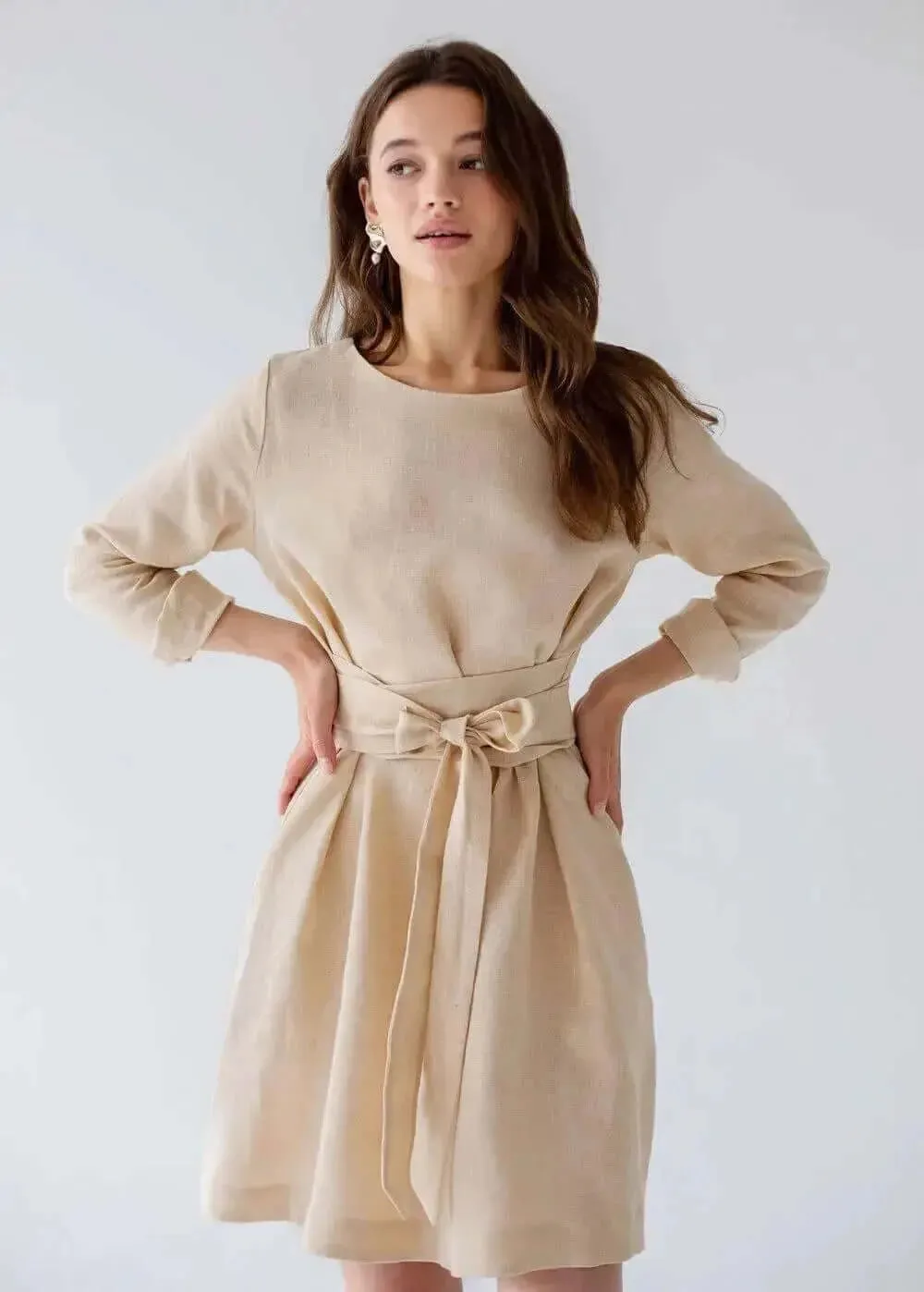 * SPECIAL SALE Belted Linen Dresses By Nich