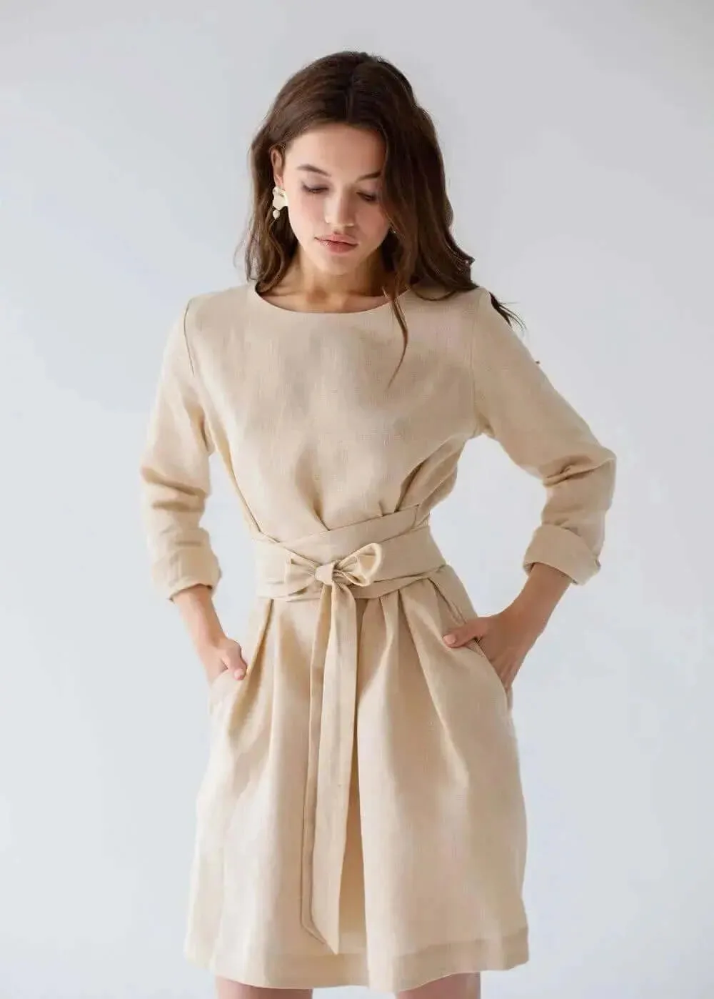 * SPECIAL SALE Belted Linen Dresses By Nich