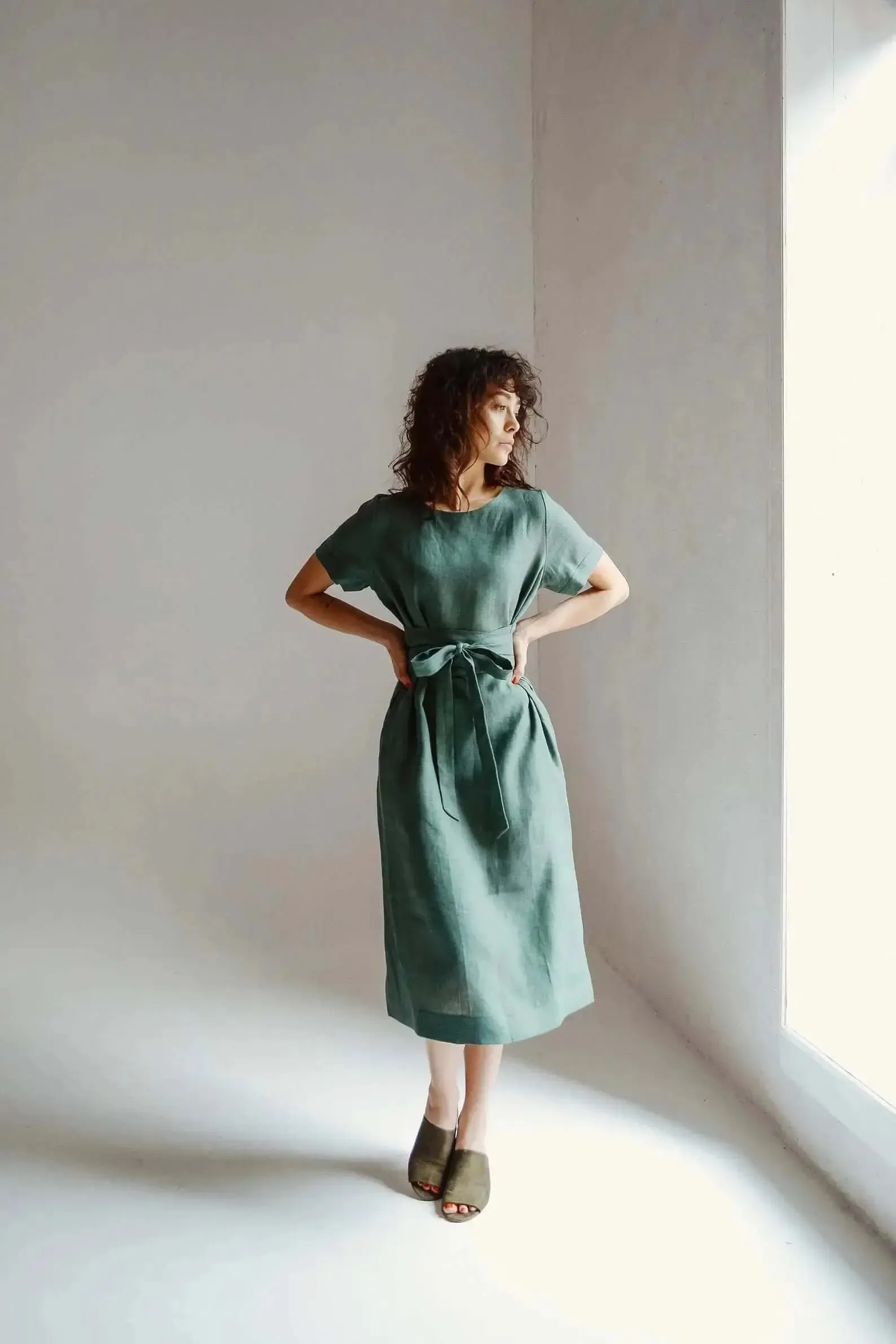 * SPECIAL SALE Belted Linen Dresses By Nich