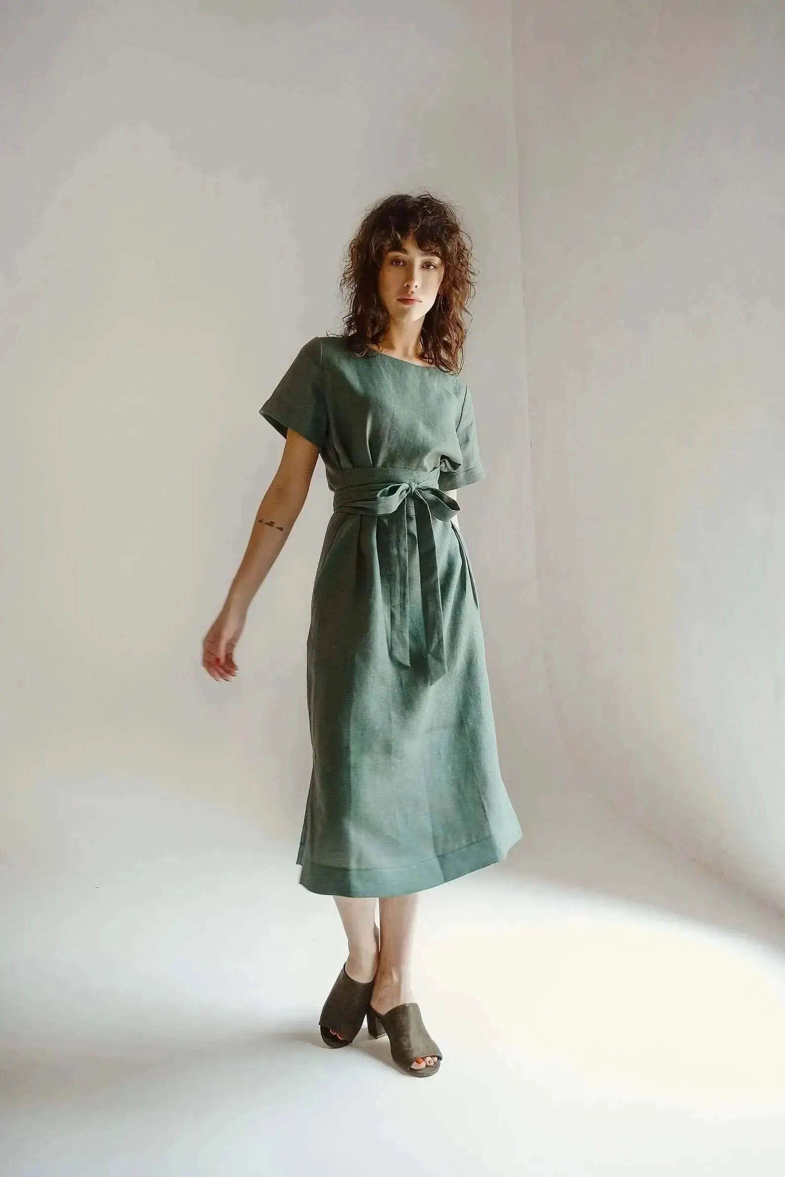 * SPECIAL SALE Belted Linen Dresses By Nich