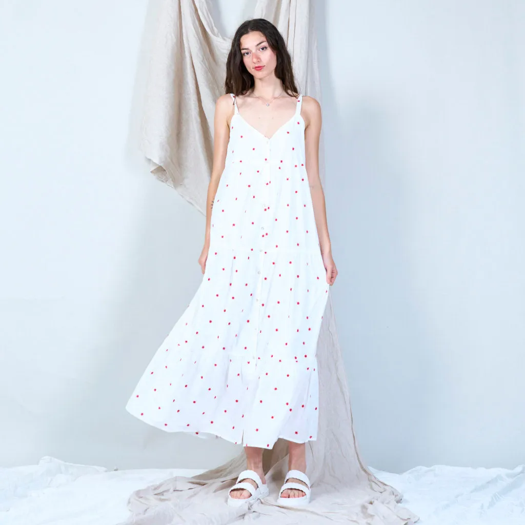 100% Cotton dainty floral white sundress wholesale