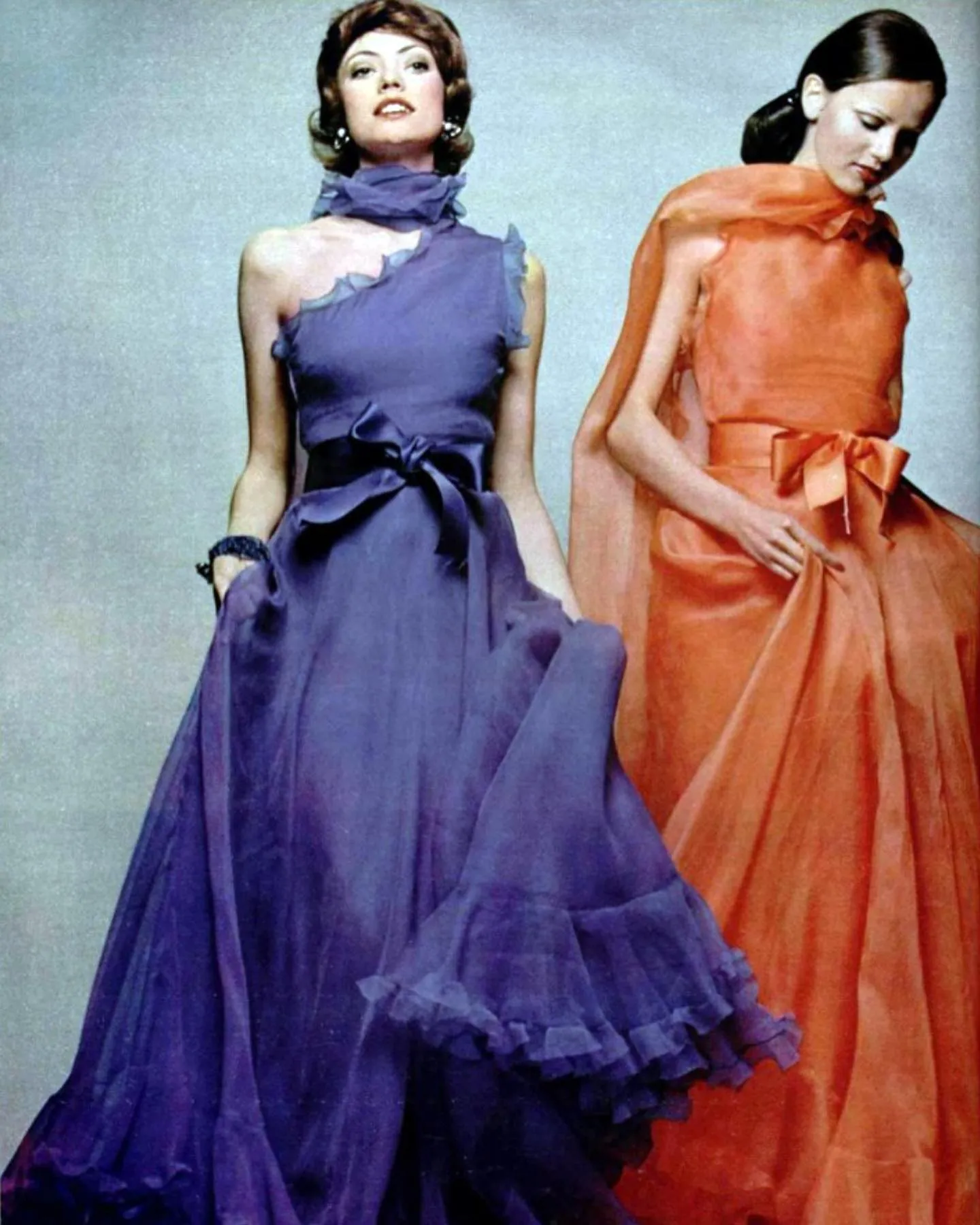 1972 Haute Couture Silk Organza One Shoulder Gown