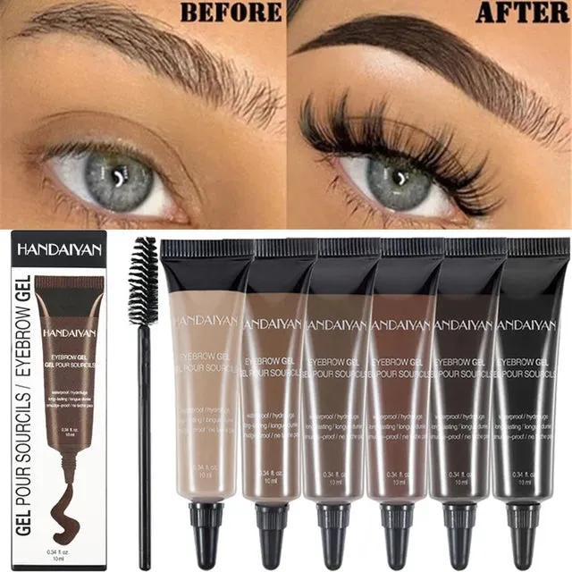 1PC Dyeing Eyebrow Cream 6 Colors Waterproof Natural Liquid Brow Tattoo Tint Black Brown Eyebrow Gel Makeup Cosmetic with Brush