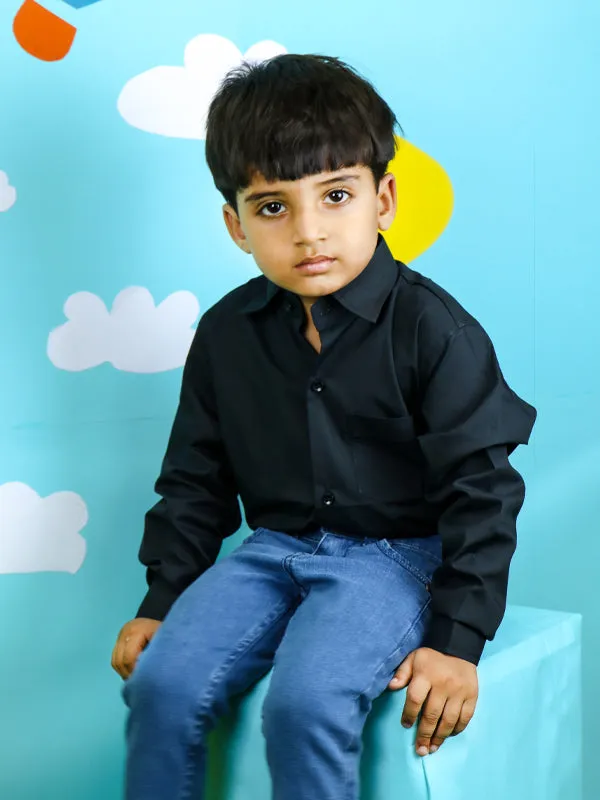 2 Yrs to 15 Yrs Formal Shirt for Boys Plain Black