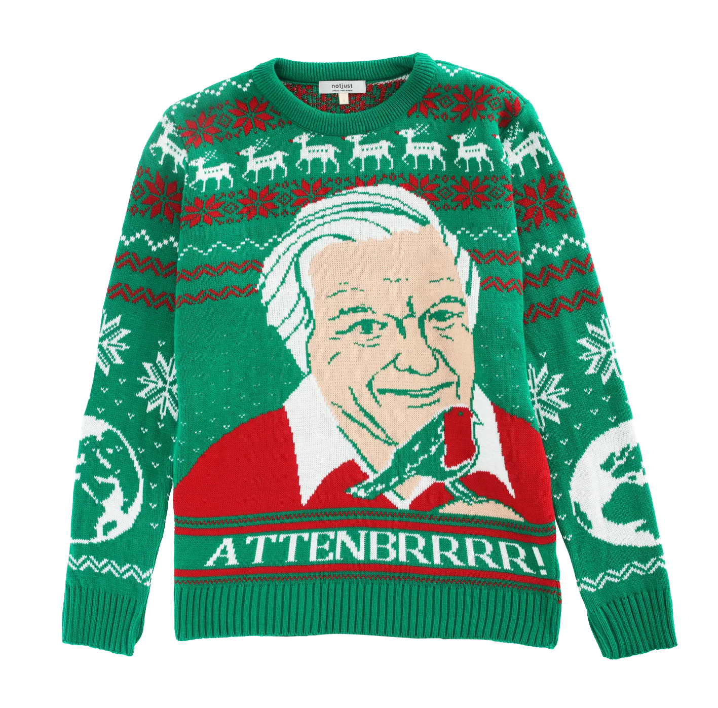 (50% Recycled) Attenbrrr: David Attenborough Knitted Christmas Jumper