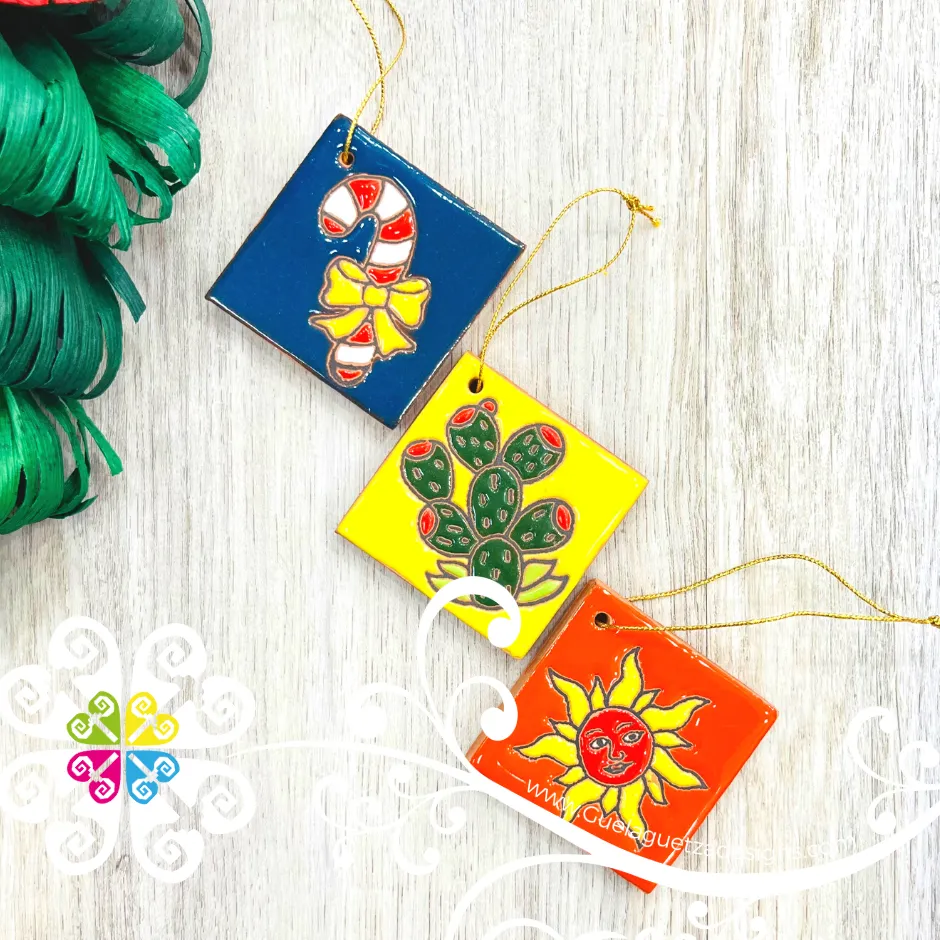 6 pcs Set Mini Tile Mexican Ornament - Christmas Ornament Set