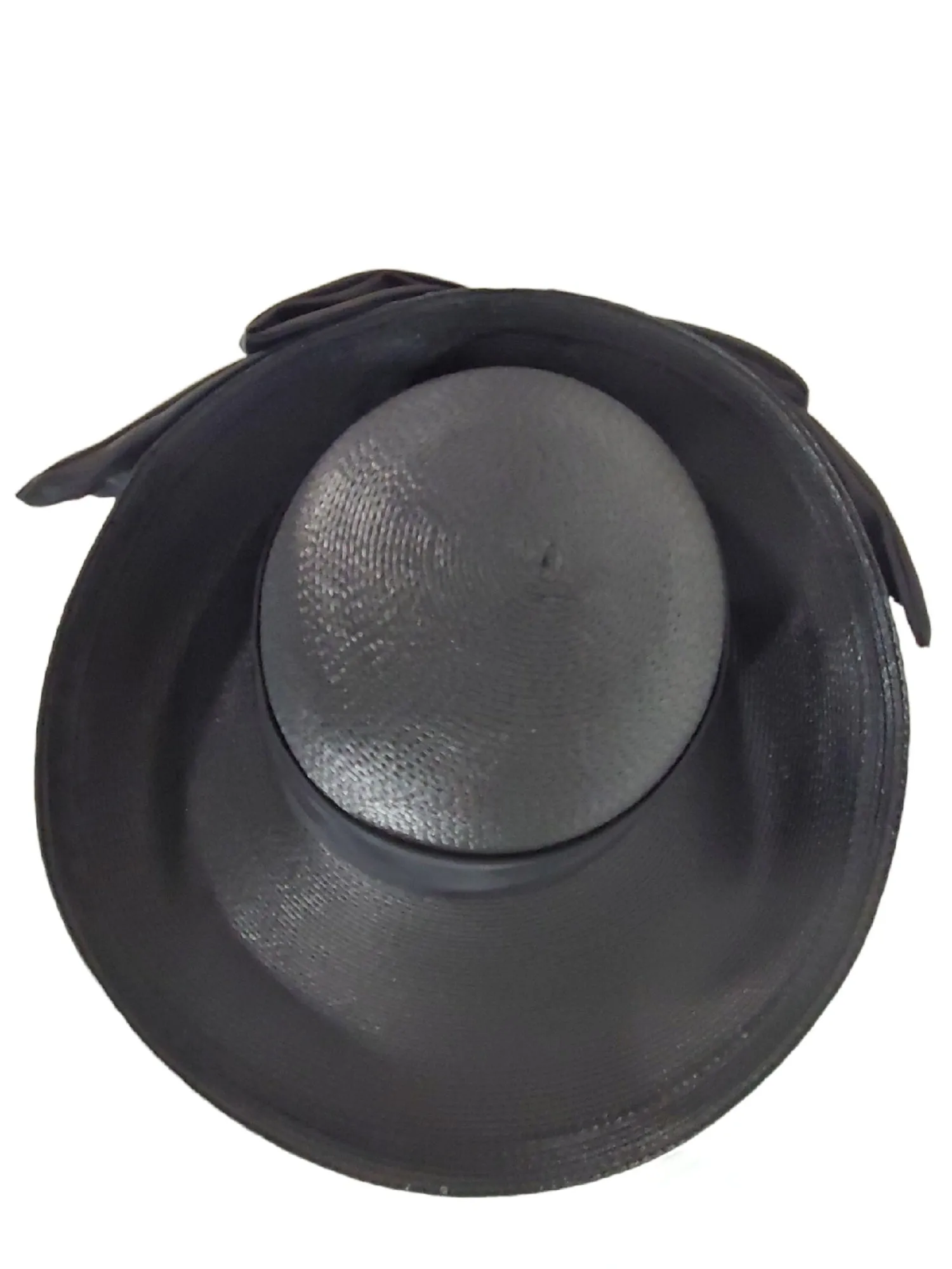 80s Black Straw Wide Brim Hat