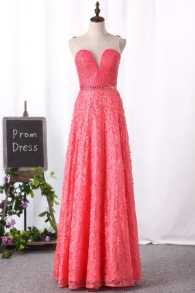 A Line Chiffon Prom Dresses With Applique