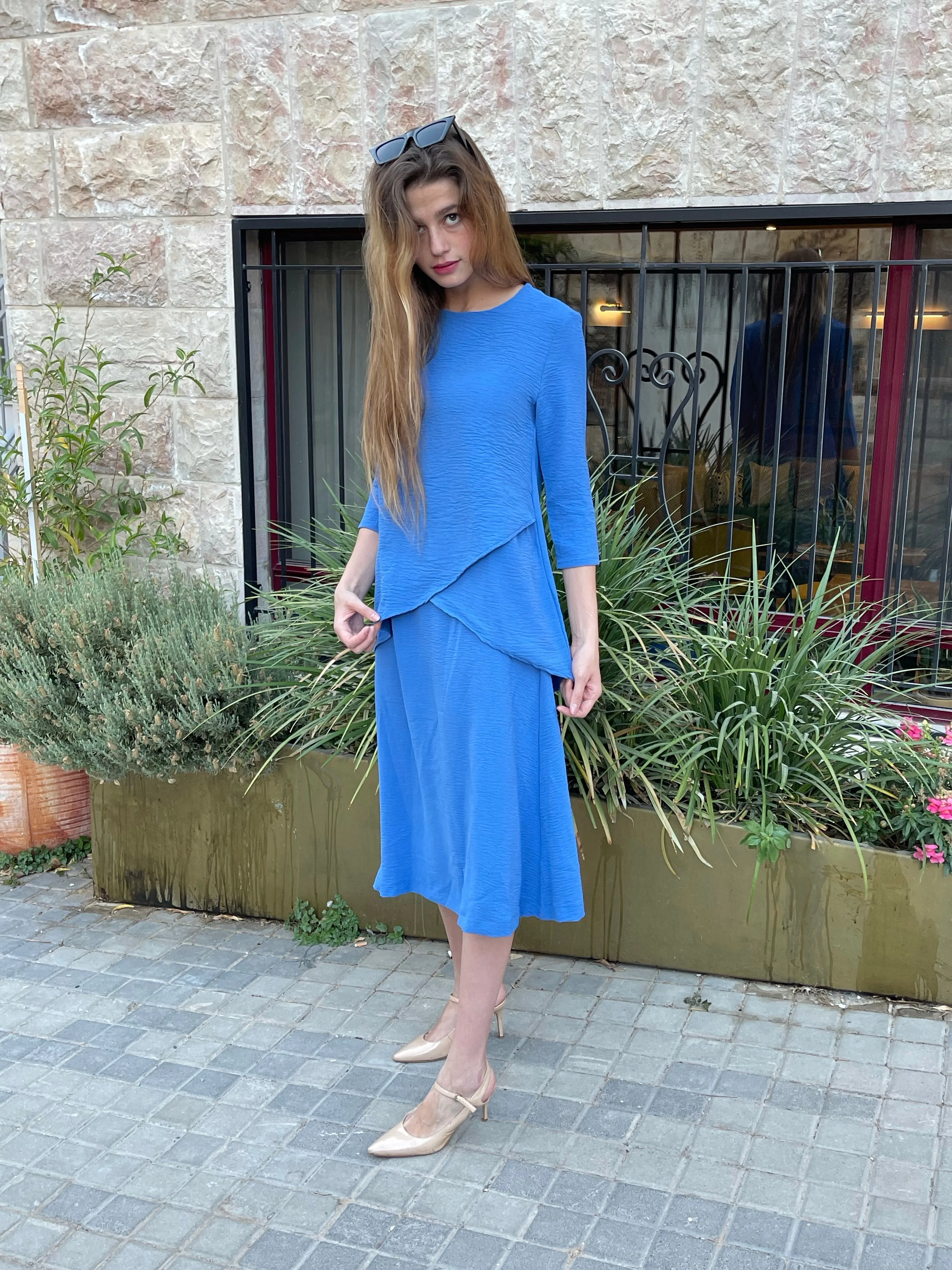 A-line Elegant Skirt / Blue / חצאית