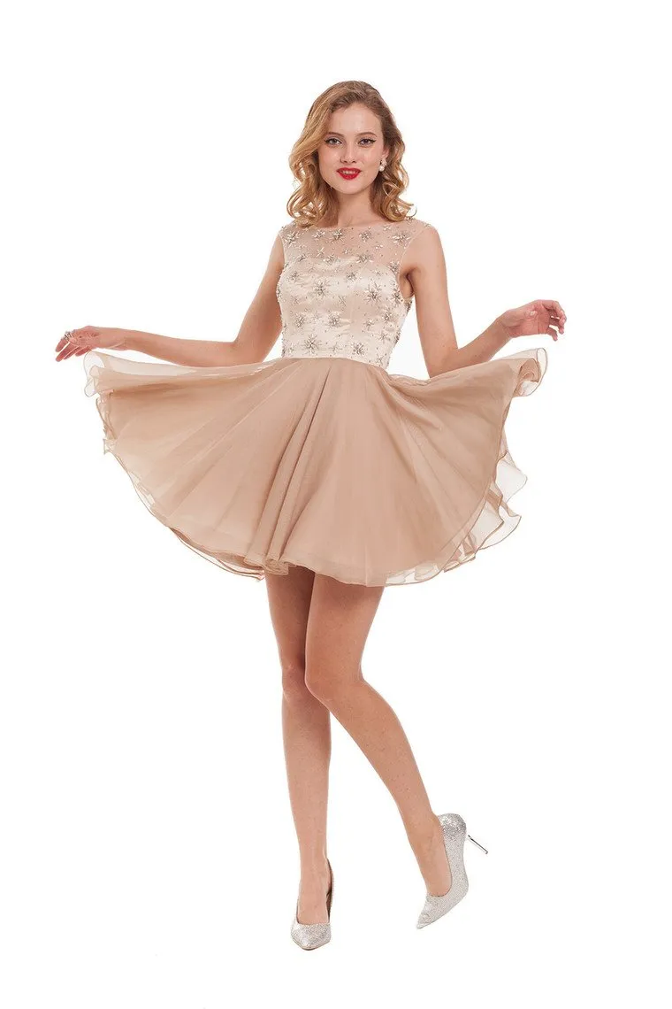 A Line Homecoming Dresses Scoop Chiffon With Beading