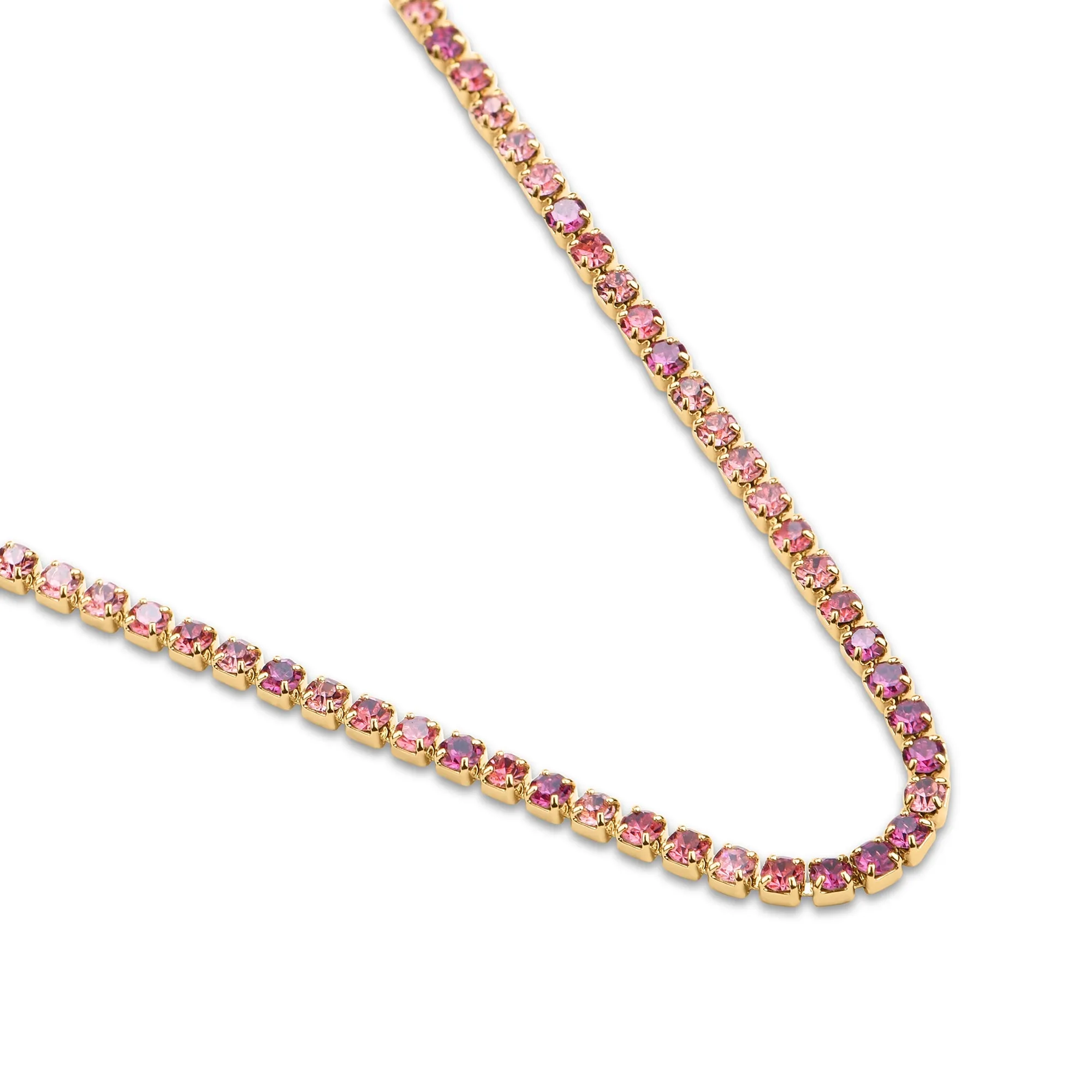 Accessorize London Women's Z Real Gold Plated Pink Tennis Necklace