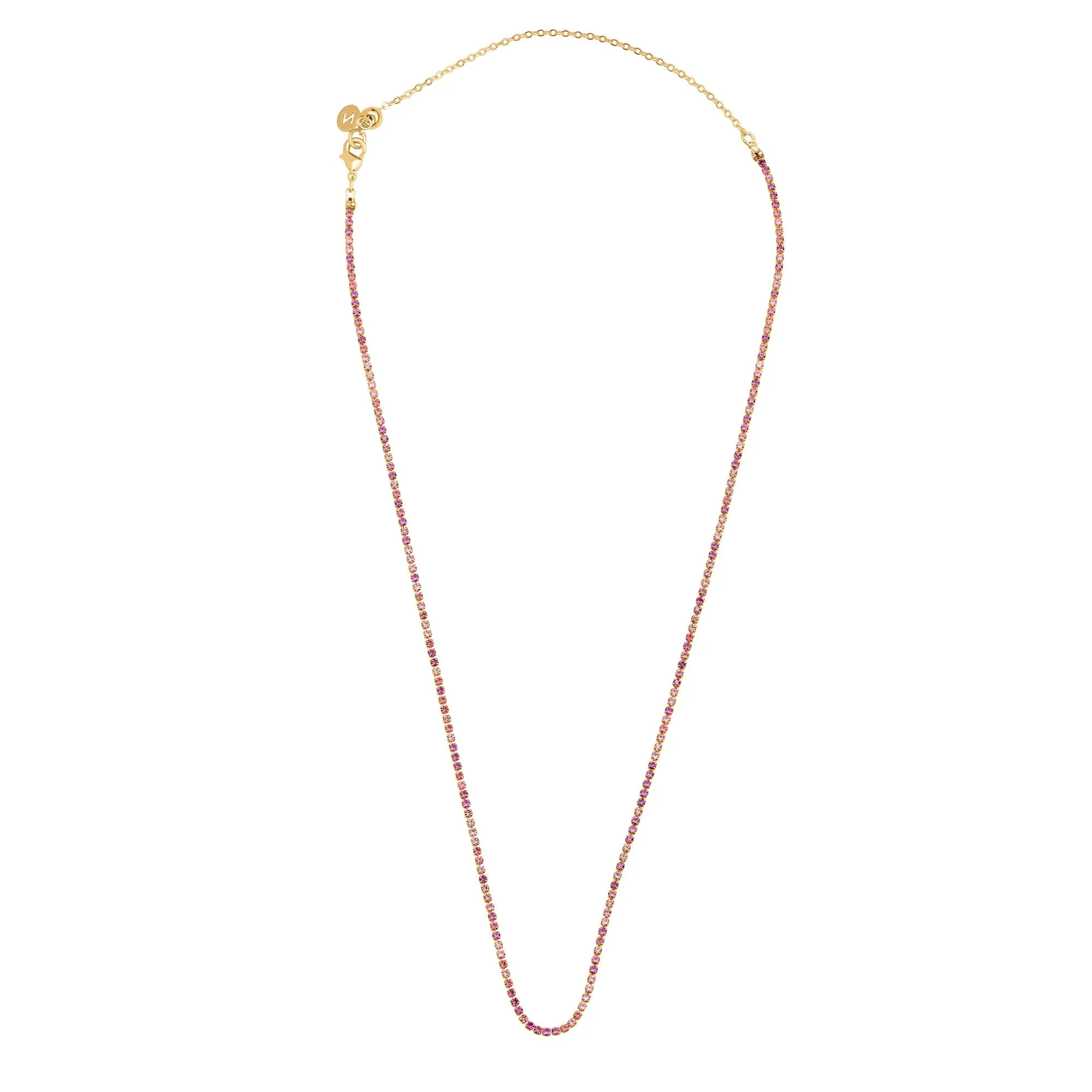 Accessorize London Women's Z Real Gold Plated Pink Tennis Necklace