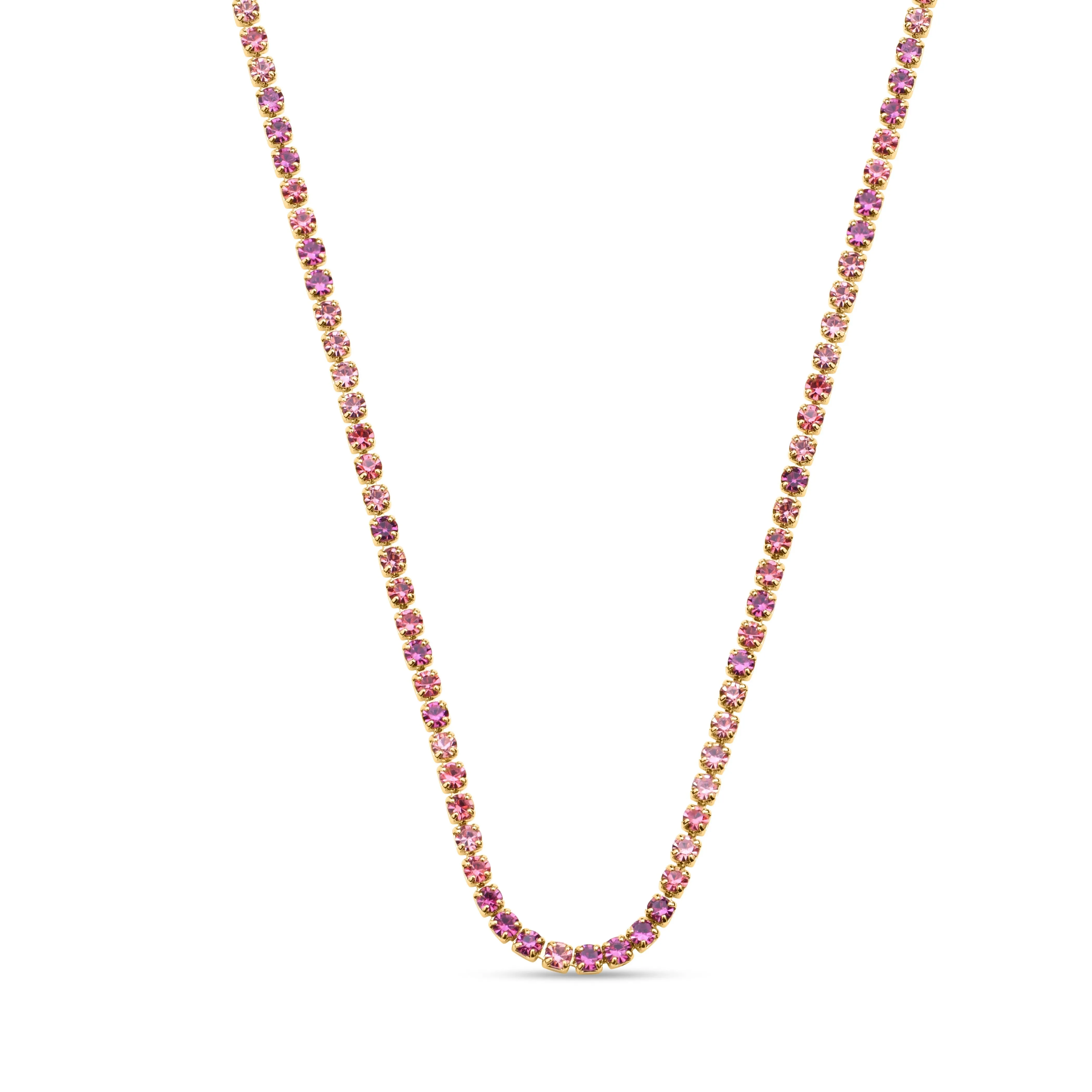 Accessorize London Women's Z Real Gold Plated Pink Tennis Necklace