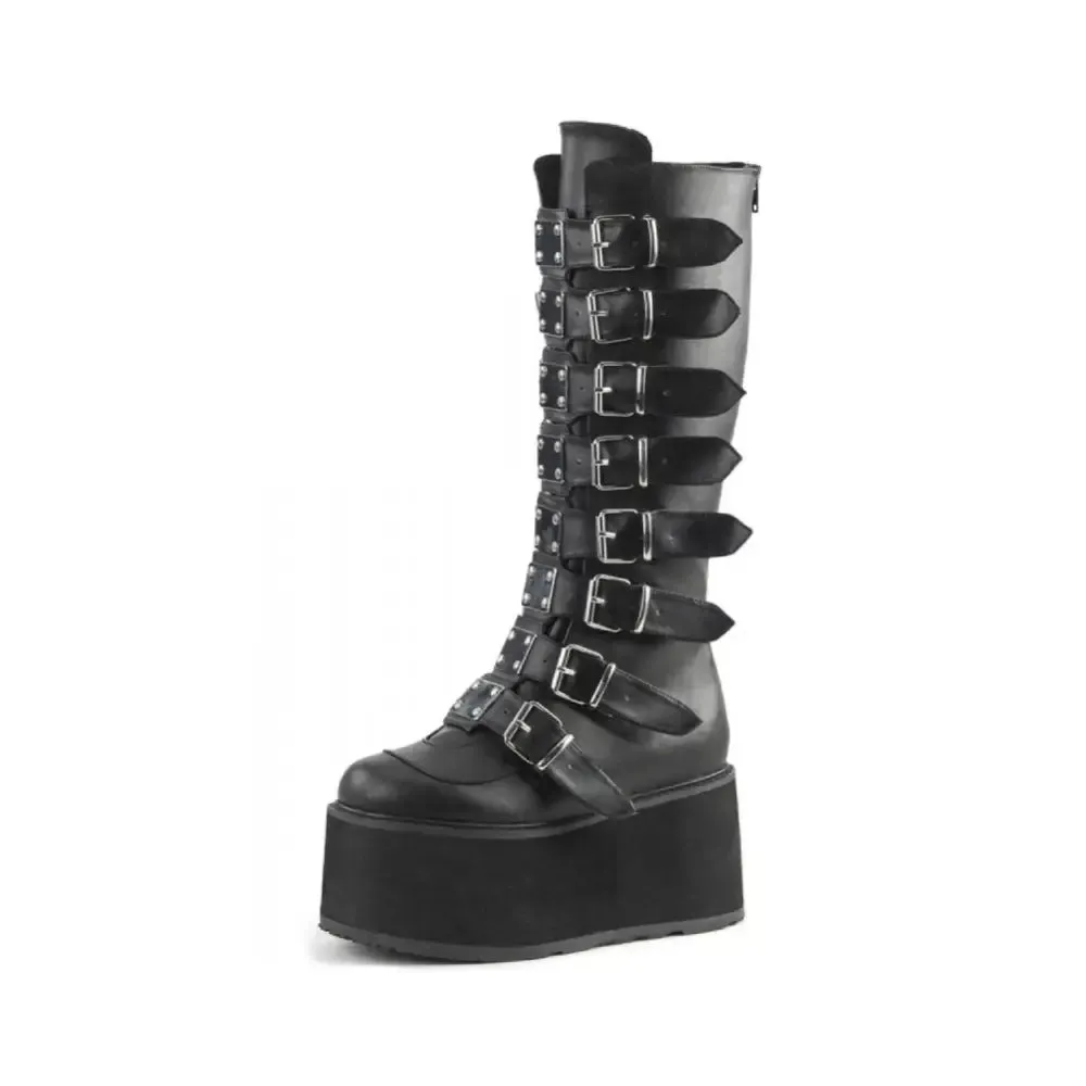 Aesthetic Gothic Platform Buckles Zipper Mid-Calf Boots