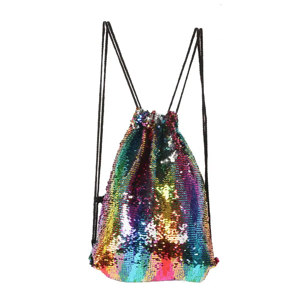 Aesthetic Sequined Drawstring Backpack