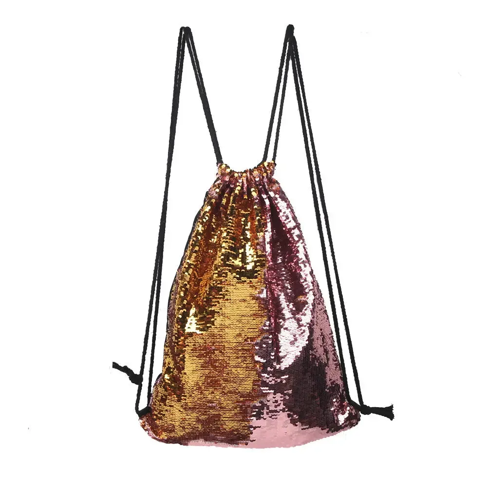 Aesthetic Sequined Drawstring Backpack