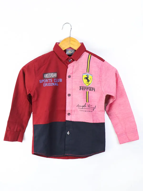 AJ Boys Casual Shirt 4Yrs - 10Yrs Ferrari Maroon