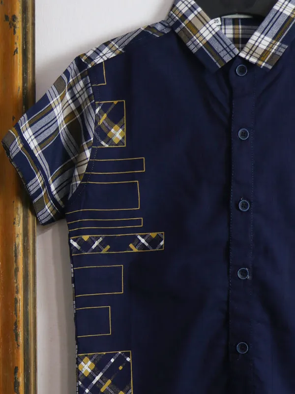 AJ01 Boys Casual Shirt 4Yrs - 10Yrs Navy Blue 02