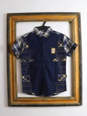 AJ01 Boys Casual Shirt 4Yrs - 10Yrs Navy Blue 02