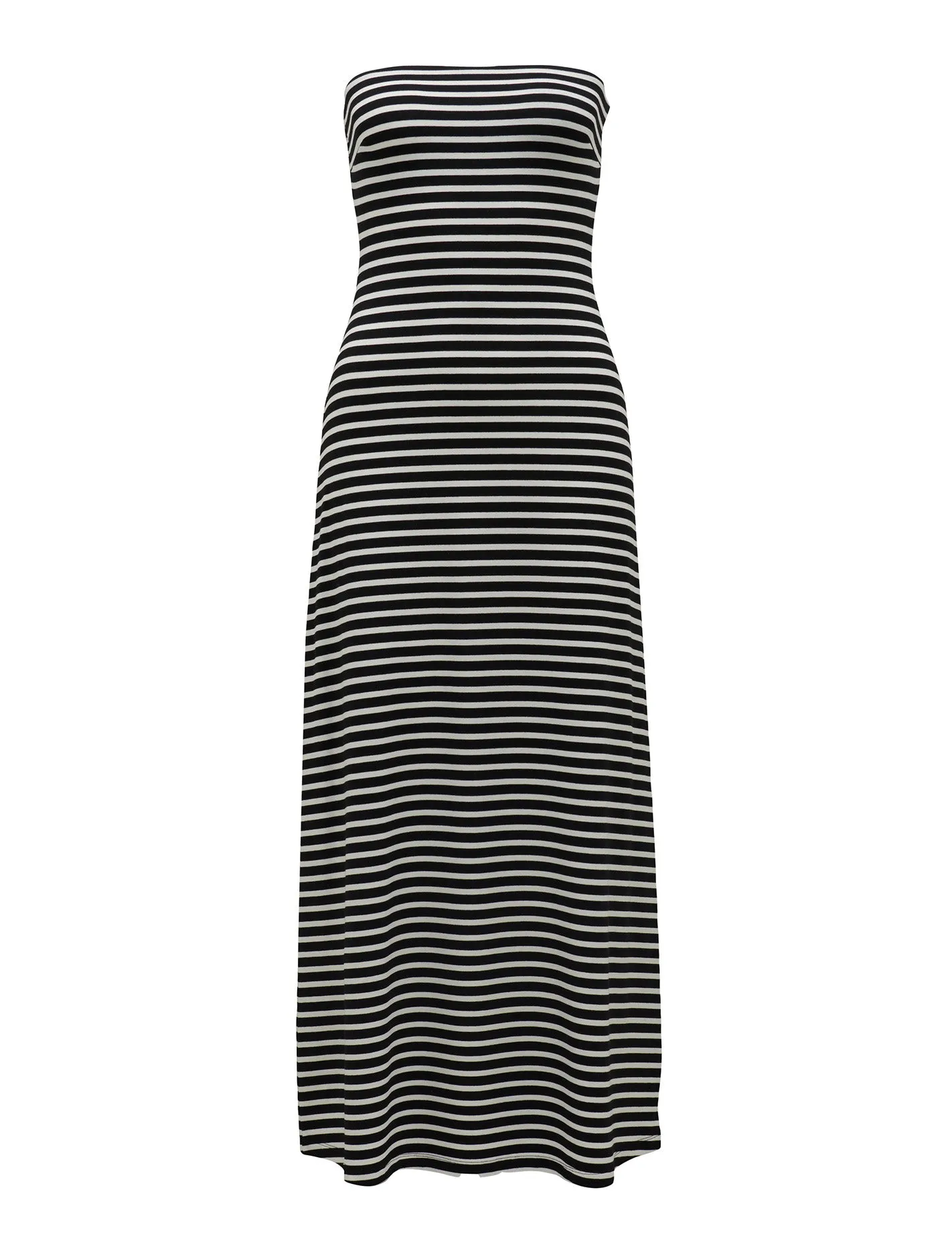 Allie Strapless Striped Midi Dress