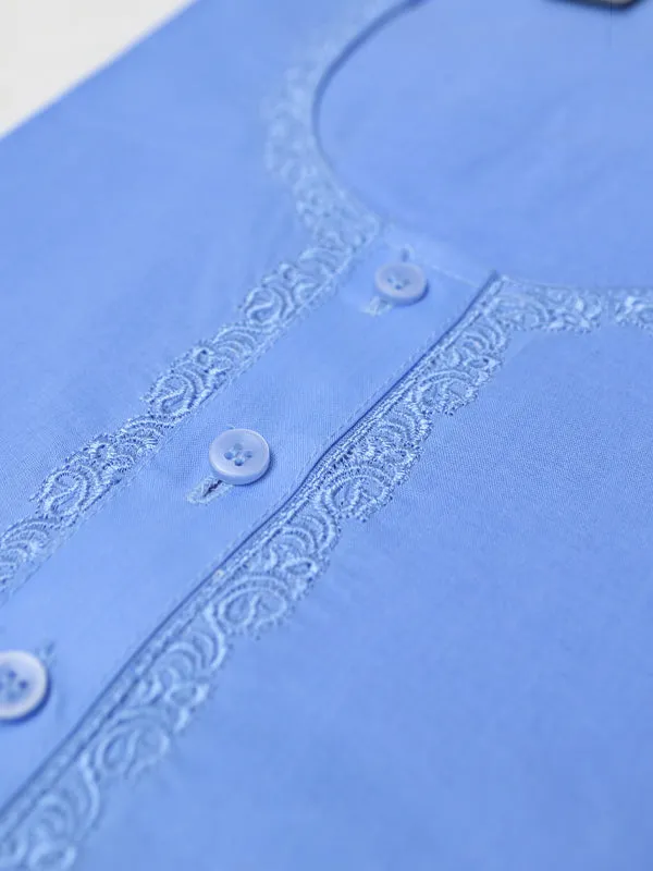 AM 100% Premium Cotton Kurta Magsi for Men Sky Blue