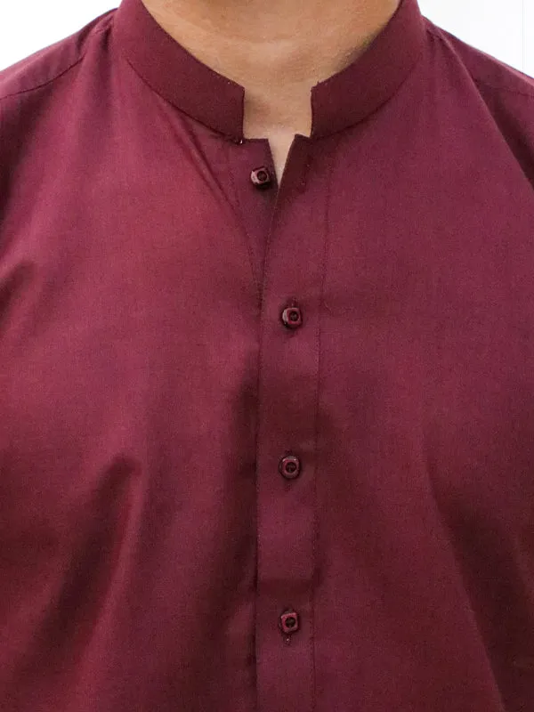 AM Men's Festive Plain Kurta Maroon