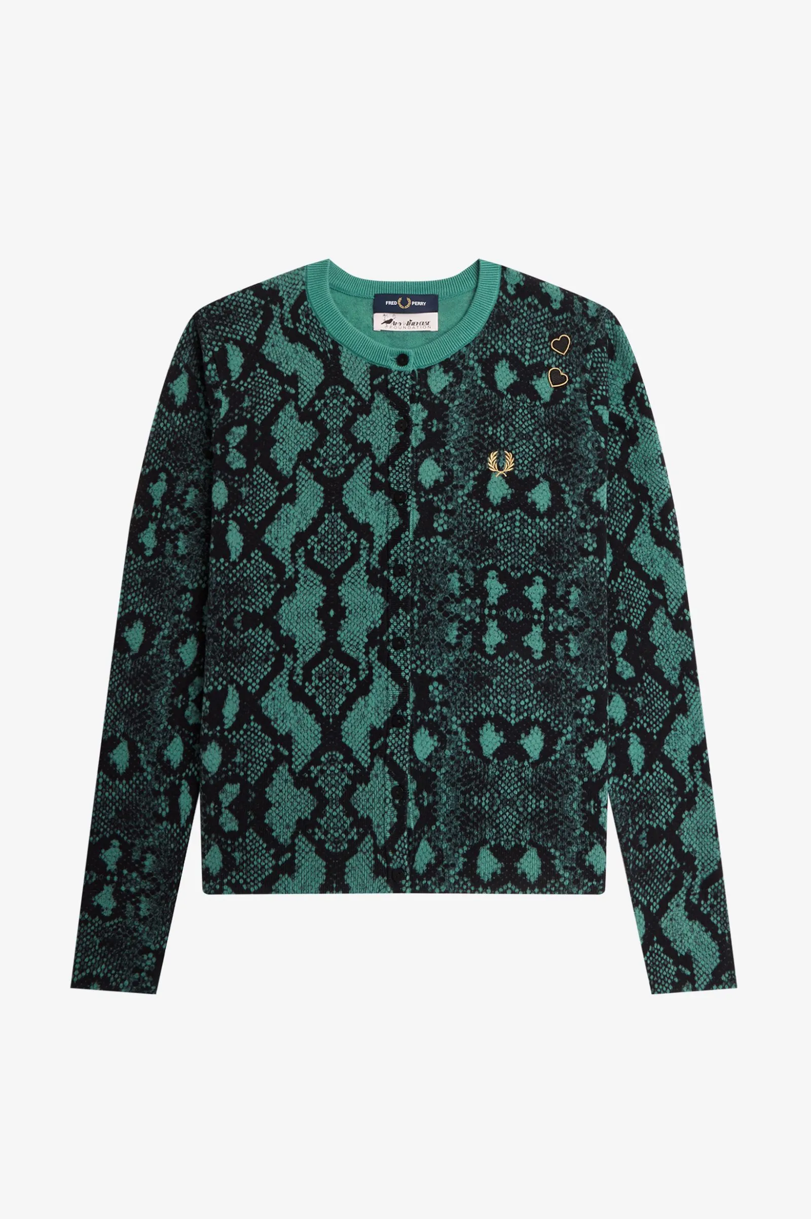 Amy Winehouse Deep Mint Snake Print Cardigan