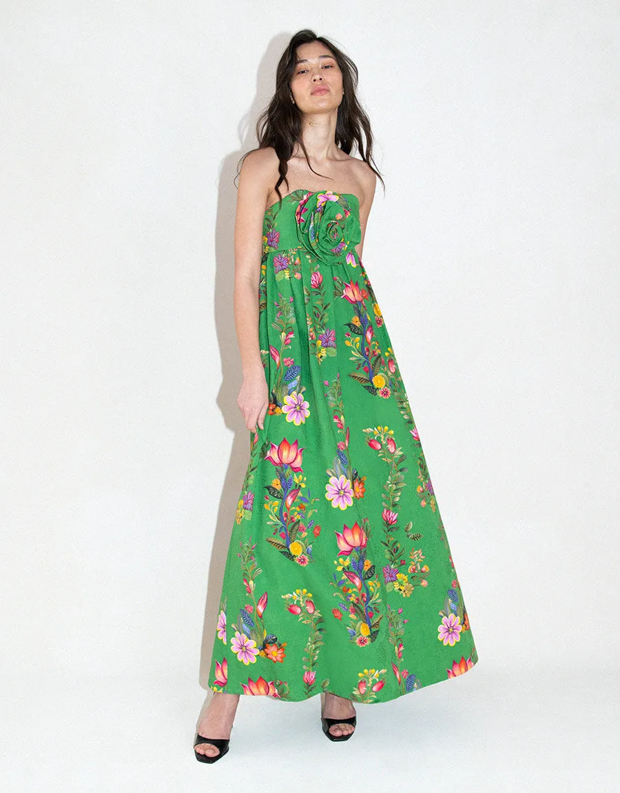 Anastasia Jacquard Maxi Gown - Sierra Jungle Green