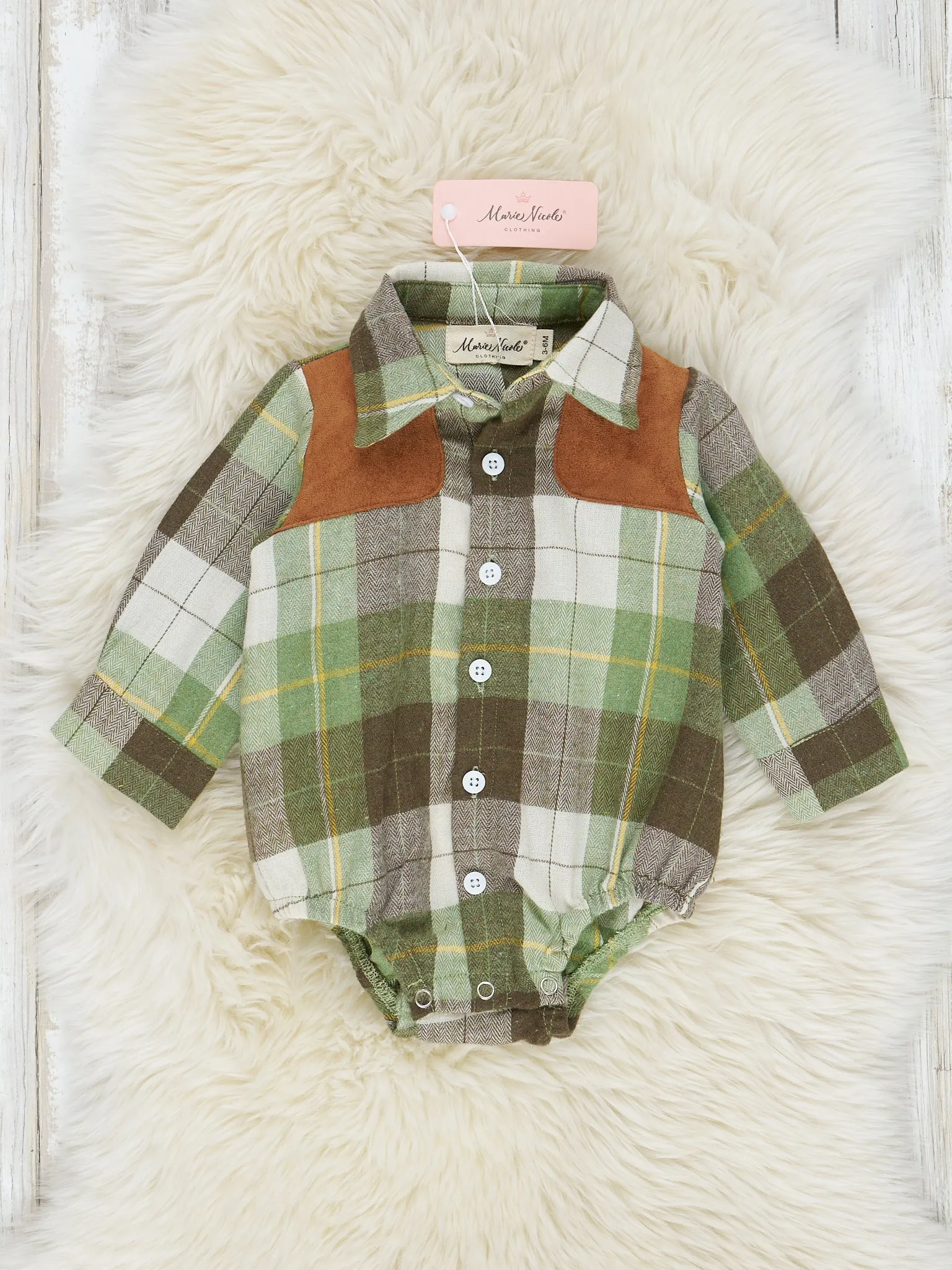 Autumn Patches Plaid Button Up Romper