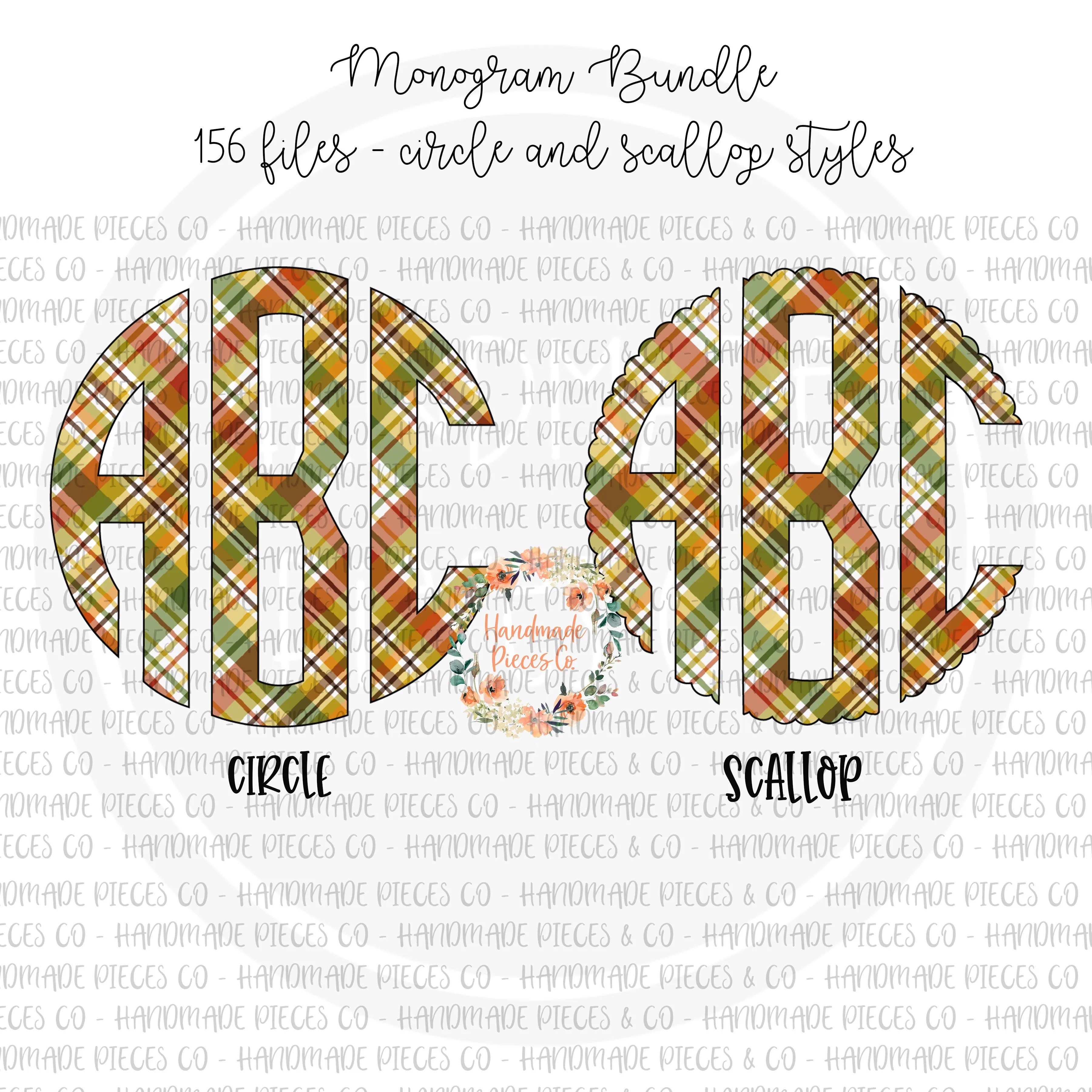 Autumn Plaid Monogram, 3 - Multiple Styles - Digital Download