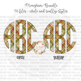 Autumn Plaid Monogram, 3 - Multiple Styles - Digital Download