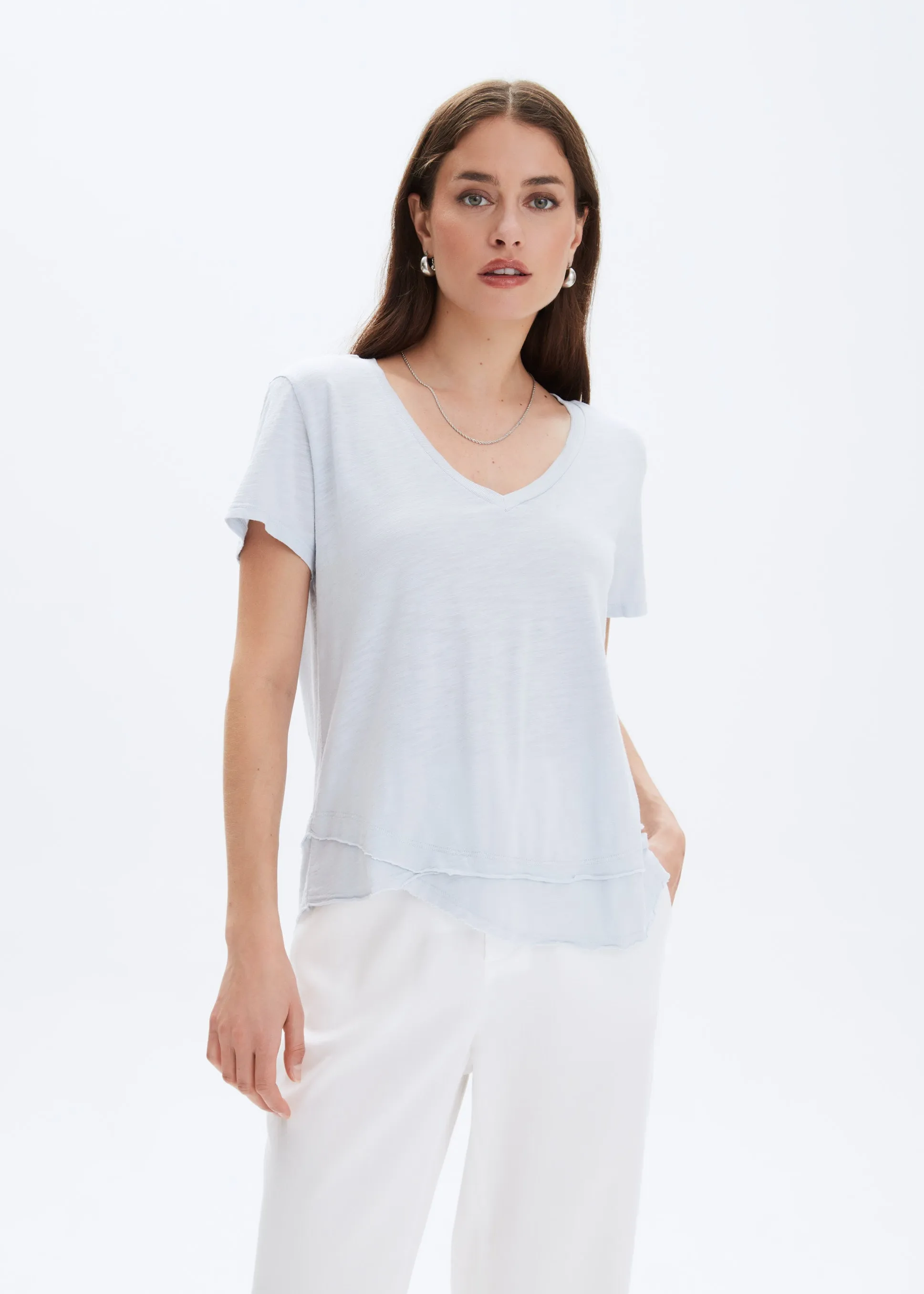 AVA V-NECK MOCK LAYER T-SHIRT