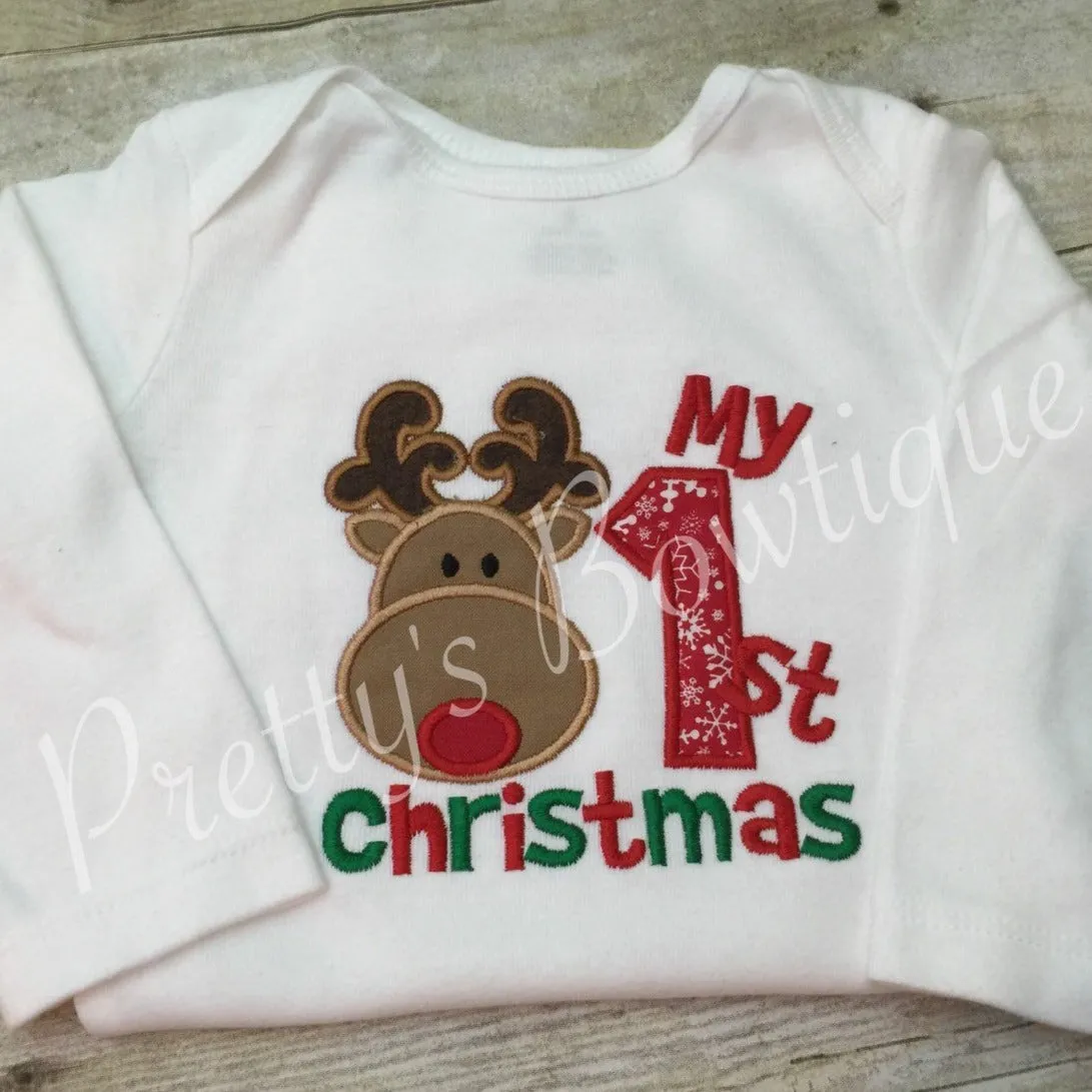 Babies 1st Christmas bosysuit or shirt -- My 1st Christmas Baby bodysuit or shirt Babies 1st Christmas Shirt Reindeer