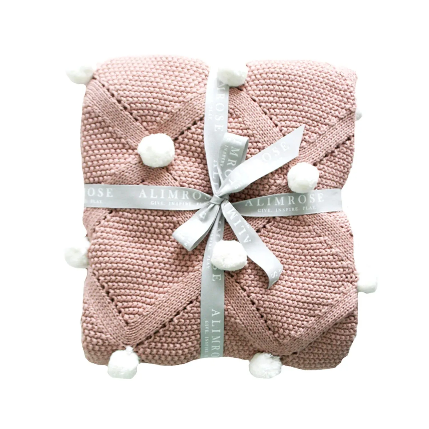 Baby Blanket Pom Pom Petal & Ivory