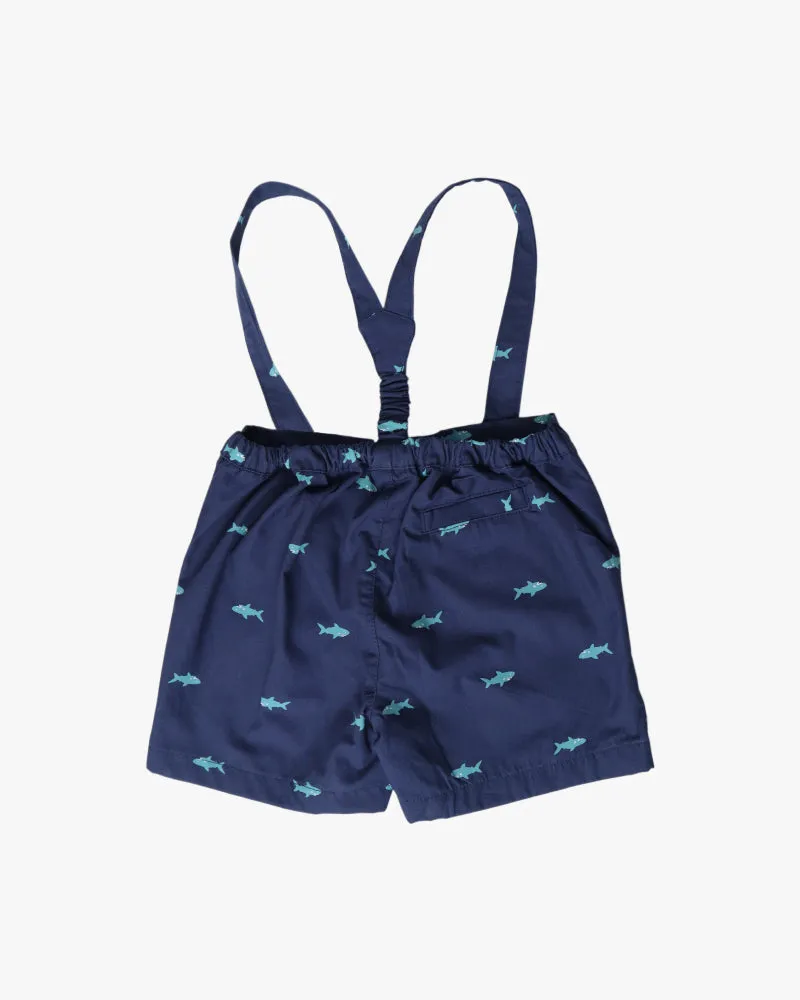 Baby Bloomers with Straps- Navy Shark