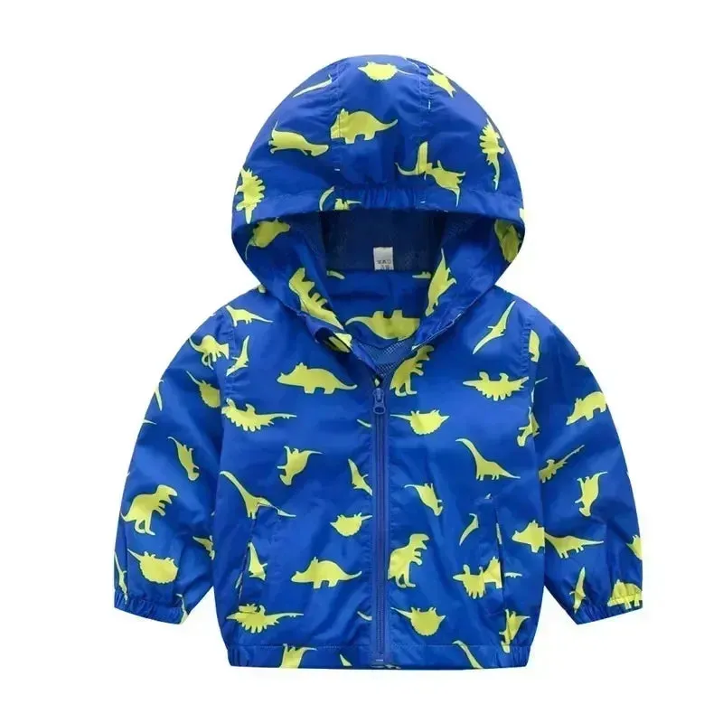 Baby Boys 2-7Y Spring Dinosaur Blue Hooded Jacket