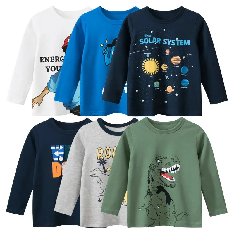 Baby Boys Cartoon Solar System Bottoming Shirts