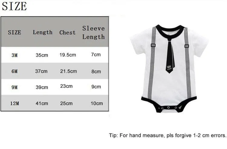 Baby Boys Gentlemen Rompers 0-12M Infant Tie Print Jumpsuit