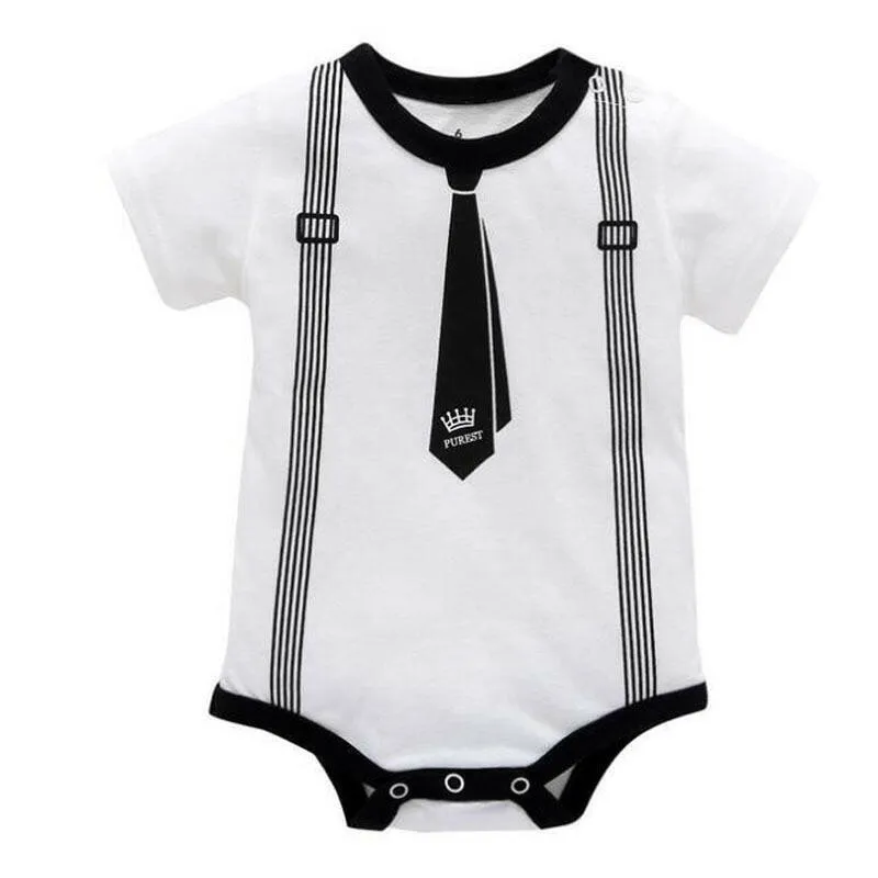 Baby Boys Gentlemen Rompers 0-12M Infant Tie Print Jumpsuit