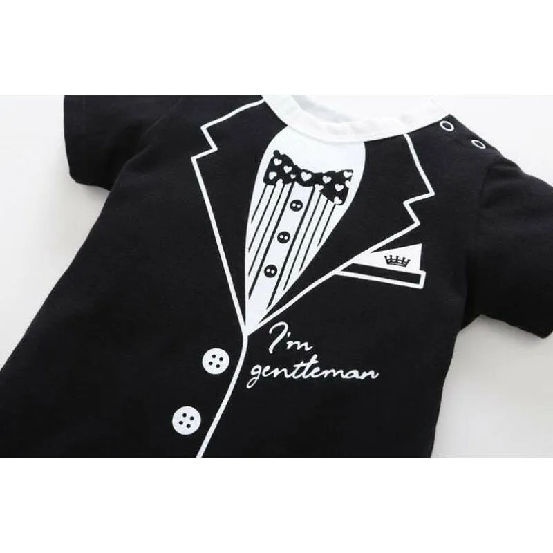 Baby Boys Gentlemen Rompers 0-12M Infant Tie Print Jumpsuit