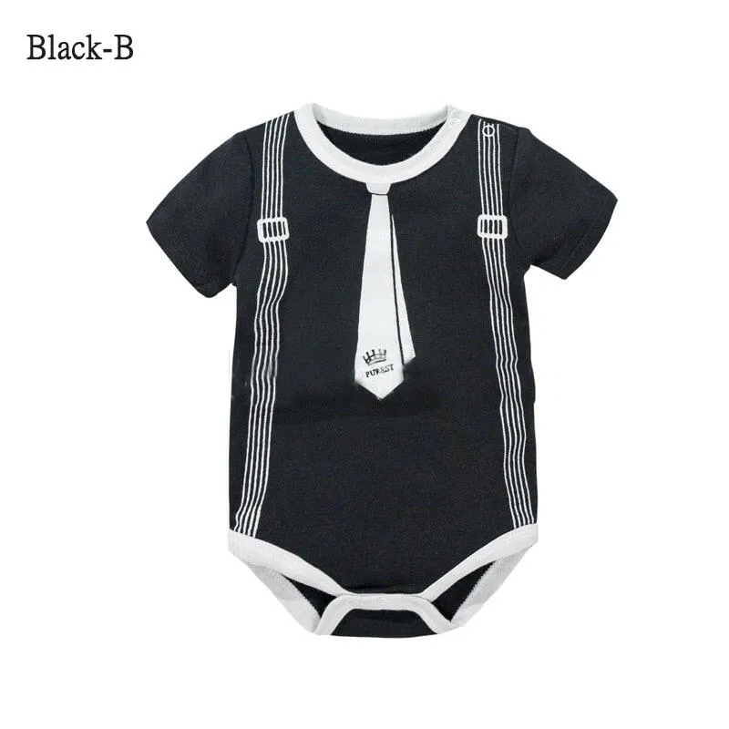 Baby Boys Gentlemen Rompers 0-12M Infant Tie Print Jumpsuit