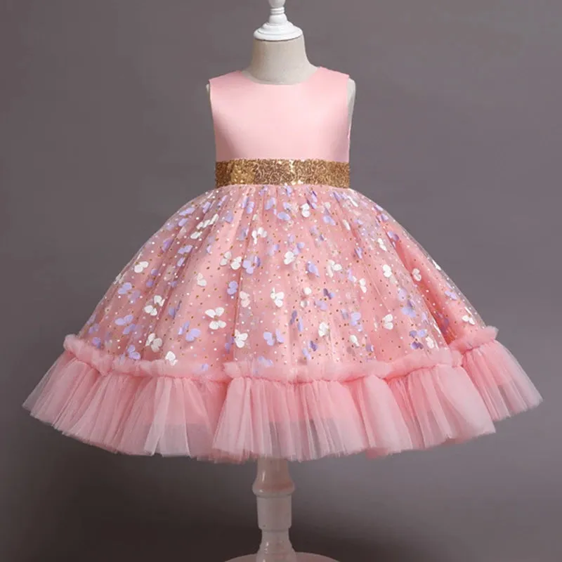 Baby Girl 2-12Y Pink Cake Wedding Dress