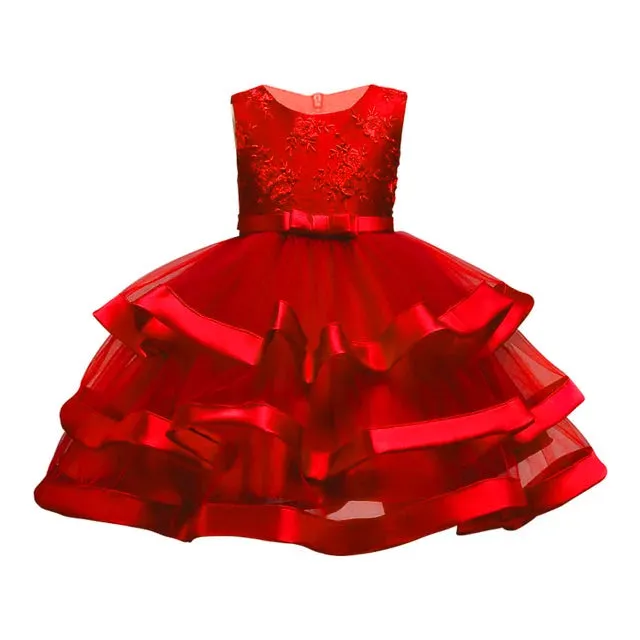 Baby Girl 2-12Y Pink Cake Wedding Dress