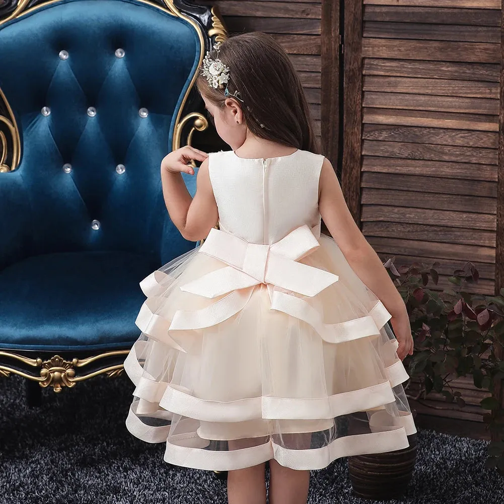 Baby Girl 2-12Y Pink Cake Wedding Dress