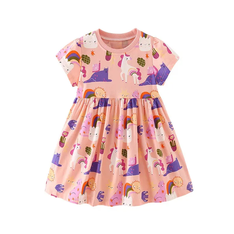 Baby Girl 2-7T Unicorn Princess Party Summer Dress