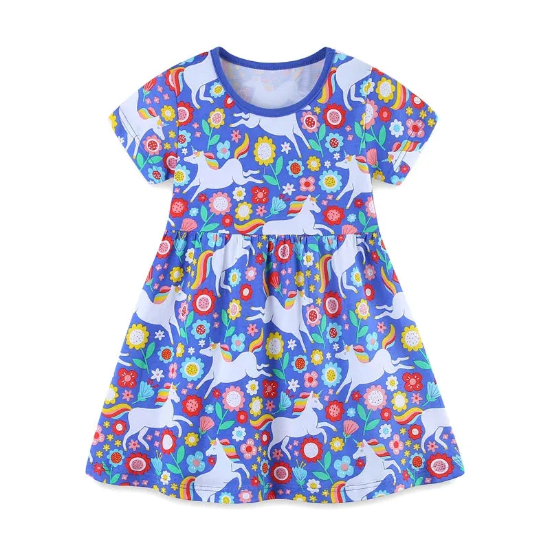 Baby Girl 2-7T Unicorn Princess Party Summer Dress