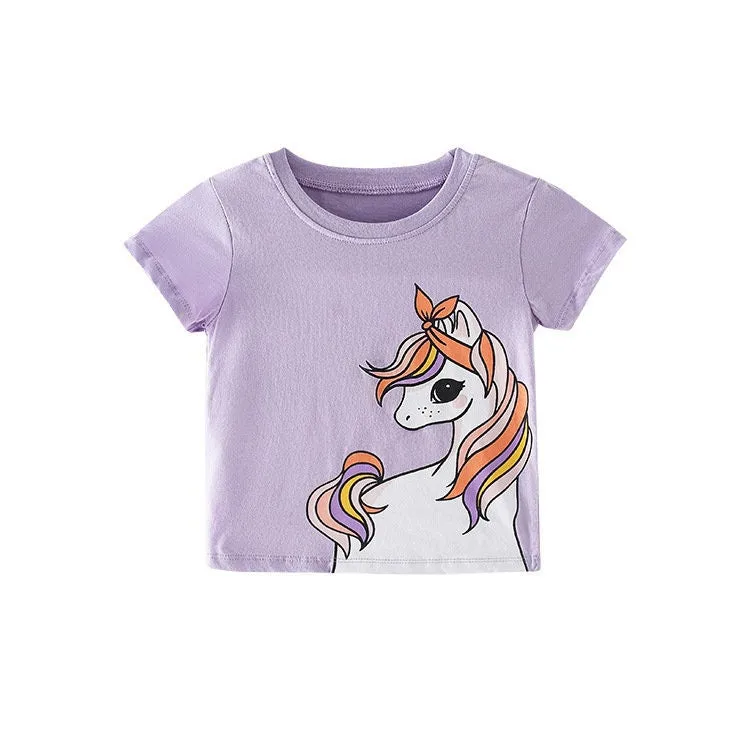 Baby Girl Summer Tops & Tees Collection Unicorn Flower T-shirt | Toddler Baby Girl Clothing Set Gift for Girls Outfit Pack of 3