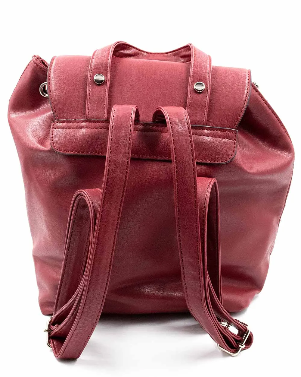 Back Pack - Maroon Pu 2 Front Zips W/Side Studs Sv