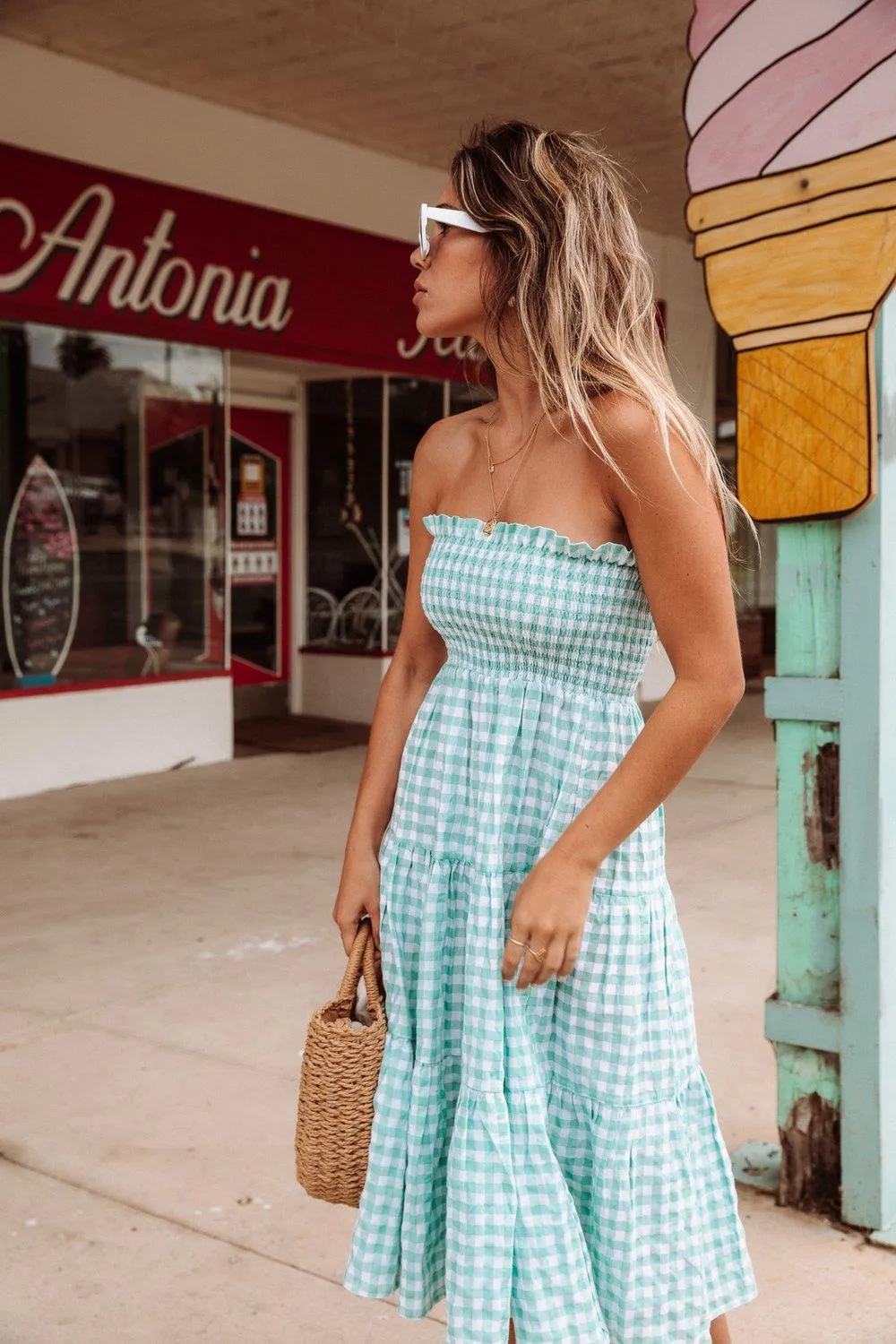 Bahamas Skirt / Dress in Mint Gingham